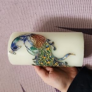 Pier 1 imports Peacock painted candle